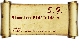 Simonics Flórián névjegykártya